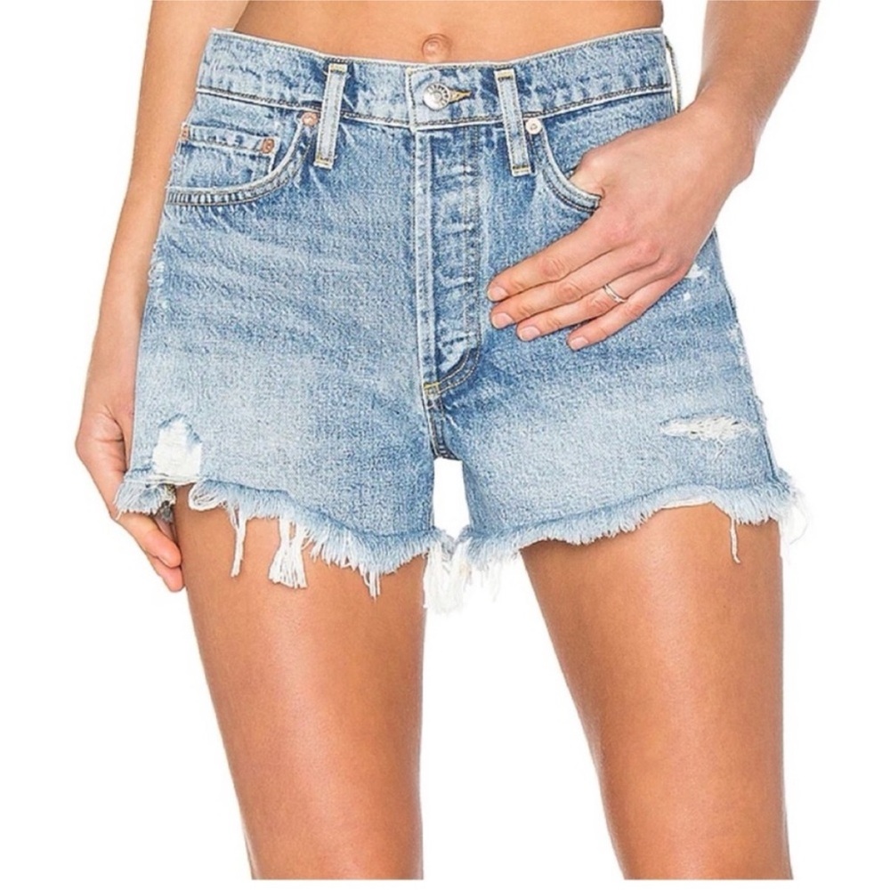 Agolde Light Blue Jean Shorts